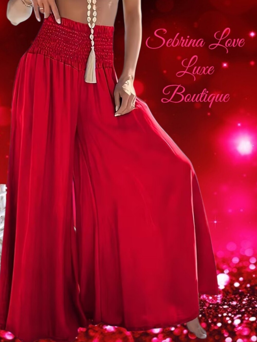 Red Wide-Leg Palazzo Pants (Size 4X)